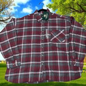 Stillwater Supply Co Mens 3XL Flannel Shirt Button Down Long Slv Plaid Burgundy